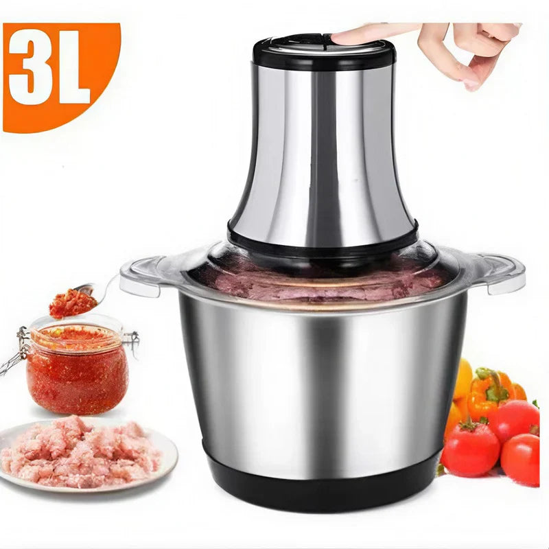 🍴 PowerChop Pro™ – Triturador e Processador Elétrico 2L / 3L em Aço Inox