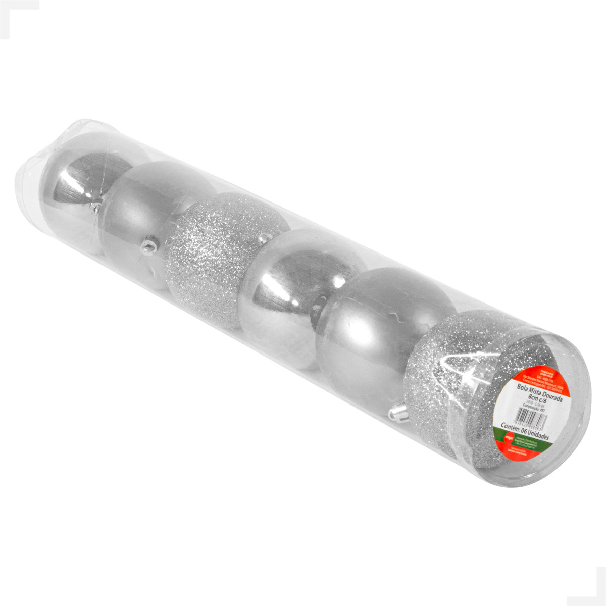 Bola Mista 8cm c/6 Prata Magizi