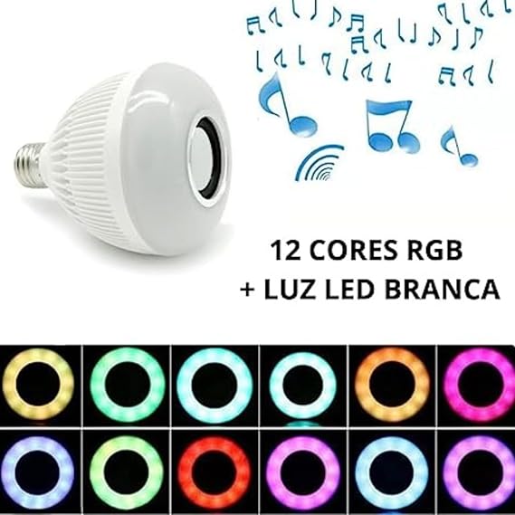 LAMPADA LED BLUETOOTH RGB C/ CONTROLE