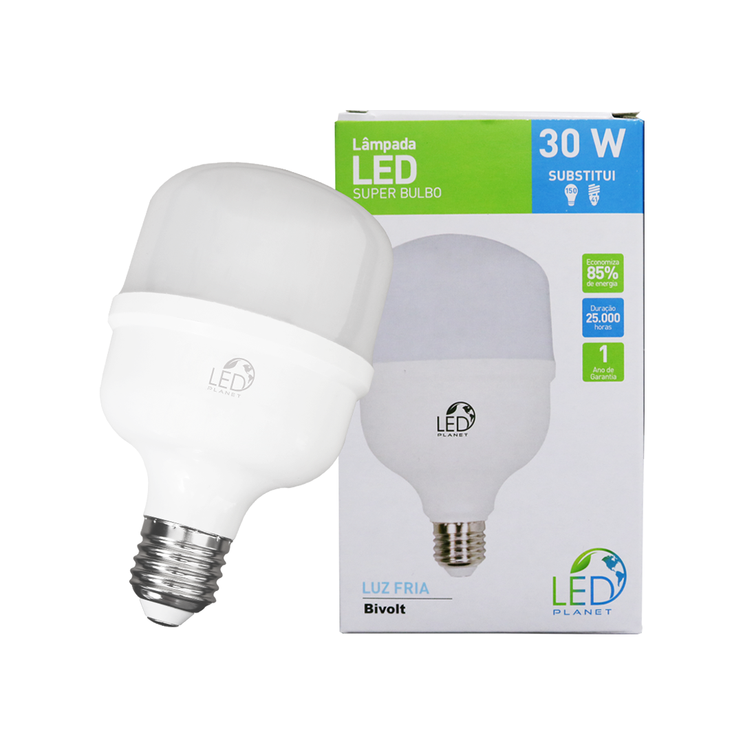 Lâmpada Super Bulbo Led 30w Bivolt E27 Branca Fria 6500k
