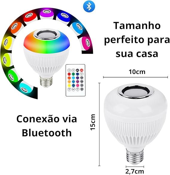 LAMPADA LED BLUETOOTH RGB C/ CONTROLE